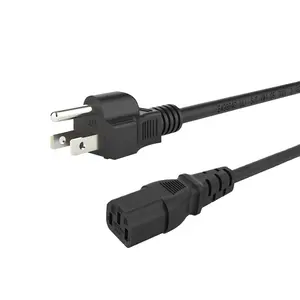 DeTong UL 3- wire elektrik malzemeleri Nema 5-15p iec C13 AC güç kabloları uzatma kabloları güç kablosu laptop güç kaynağı kablosu