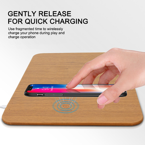 Custom Natural Wood Look PU Leather Wireless Charger <b>Mouse</b> <b>Pad</b> 2 in 1 Multi-Function 5W 15W Fast Wireless Charging Mousepad - Product Image 3