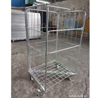 Conteneur à roulettes robuste à 4 côtés, revêtu de peinture en poudre, pliable, en treillis métallique, avec roues, pour la logistique d'entrepôt