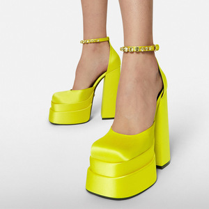 YiXin High Heels <strong>Shoes</strong> for Women Square Heel <strong>Shoes</strong> 2022 Stage Performance <strong>Show</strong> <strong>Shoes</strong> for Women New Styles - Product Image 2