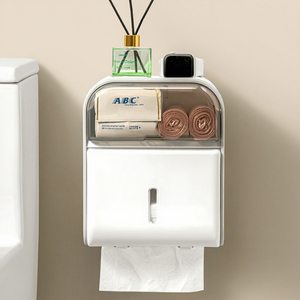 Porta Fazzoletti in Plastica Moderno Rettangolare da Parete, Multifunzione, Impermeabile, a 2 Strati, per Bagno - Product Image 6