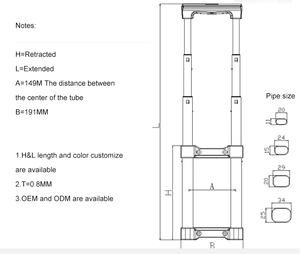 Nhôm Có Thể Gập Lại Có Thể Tháo Rời Mở Rộng Oem Hành Lý Bag Phụ Tùng Kính Thiên Văn Xe Đẩy Kéo Vali Xử Lý Thu Vào - Product Image 3