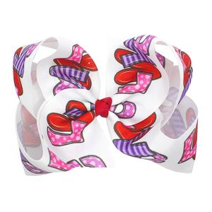 โบว์ติดผมบูติก8วันวาเลนไทน์พร้อมคลิปจระเข้คลิปใหญ่รูปหัวใจรักขนาดใหญ่สำหรับเด็กผู้หญิง - Product Image 1