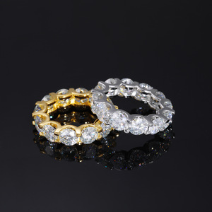 Luxe 6,5 mm ronde briljant geslepen Moissanite eternity <span class=keywords><strong>ring</strong></span> van S925 sterling zilver, verguld, trouwring voor dames en heren - Product Image 3