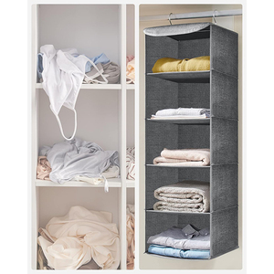2025 Hanging Wardrobe Storage with 5 <b>Shelves</b> Heavy Duty Organiser Storage Unit with 6 Pockets Pockets for Sweaters - Product Image 5