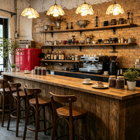 Comptoir de bar / vitrine de vente au détail / design d'intérieur de café en bois massif personnalisé d'usine