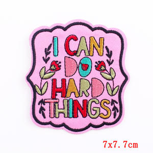 Certified Factory Sew/<b>Iron</b> <b>On</b> West Cowboy <b>Fabric</b> Embroidered Badge Pink Theme Custom <b>Letter</b> Slogan Patch Custom Embroidery - Product Image 2