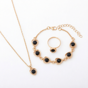 Gold Heart Christian Jewelry <b>Set</b> Necklace Bracelet <b>Ring</b> Earring <b>for</b> <b>Women</b> <b>Wedding</b> Engagement Party Gift - Product Image 1