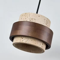 Lampe suspendue en pierre naturelle, travertin et bois, style Wabi Sabi, pour salle à manger, hôtel