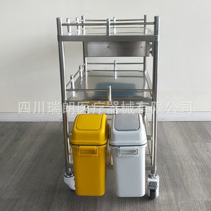 Chariot de rangement mobile en acier inoxydable Sichuan Ruilang 600x450x850mm à deux ou trois niveaux, chariot d'hôpital - Product Image 5