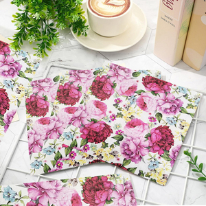LR 6,5 Zoll Einweg-Servietten mit Individuellem Klassischem Blumendruck, Abbaubar, Lebensmittelecht, Weiche Papierservietten, 20 Blatt für den Tisch - Product Image 2