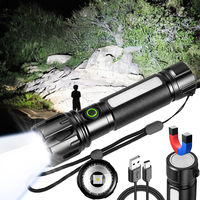 Nouvelle lampe torche tactique LED haute puissance 30W avec lumière latérale RVB, zoom télescopique, rechargeable par USB pour une utilisation en extérieur