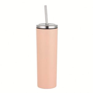 Vaso Recto de 20oz con Tapa de Rosca y Popote, Taza de Acero Inoxidable - Product Image 2