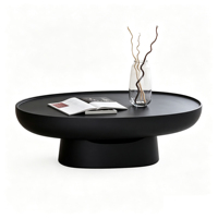 Table basse ovale de style Wabi-sabi, subtilement luxueuse, en plastique renforcé de fibre de verre, design sans cadre ; Meuble artisanal