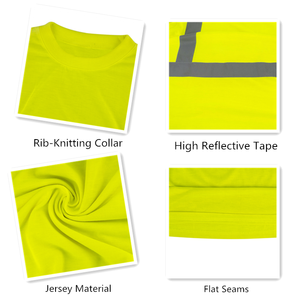 <span class=keywords><strong>T</strong></span>-<span class=keywords><strong>shirt</strong></span> de sécurité réfléchissant à logo personnalisé, style basique, prix abordable, haute visibilité ANSI CE, imperméable et respirant 100% - Product Image 3