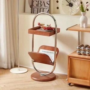 Mesa Auxiliar Vintage de Madera Maciza, Mini Mesa de Sofá con Estante de Almacenamiento, Estilo de Lujo Ligero, Mesa de Centro Móvil - Product Image 1