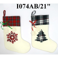 Chaussettes de Noël personnalisées en polyester pour animaux de compagnie avec étiquettes en forme d'os, grandes chaussettes en peluche à carreaux Buffalo pour chien, pour famille amoureuse des animaux, pour cheminée