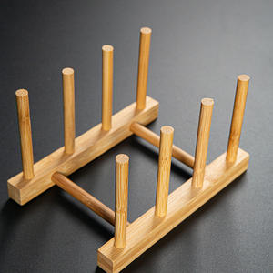 대나무 스탠딩형 컵 홀더 차 세트 보관 랙 먼지 방지 배수 기능 모던하고 심플한 디자인 - Product Image 4