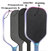 Raquette de pickleball 16 mm avec noyau en nid d'abeille en PP, face en fibre de carbone brute T700, poignée antidérapante, construction monobloc thermoformée