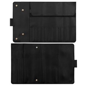 Makeup Brush Roll Bag Roll up Cosmetic Bag PU Leather Repair Tool Roll Bag PU Leather Foldable Makeup Brush Travel Organizer - Product Image 3