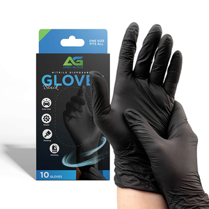 ถุงมือไนไตรล์ที่มีผงไนไตรล์สีดำทนทานและยืดได้ - Product Image 1