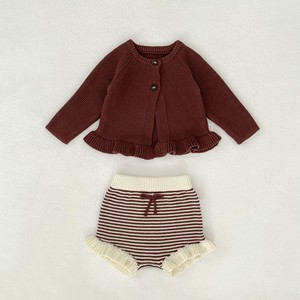 Vente chaude Automne Hiver Ensemble de vêtements en tricot pour bébé avec design ourlet en <span class=keywords><strong>bois</strong></span> doux 100% coton Pull cardigan & pantalon pour enfants - Product Image 1