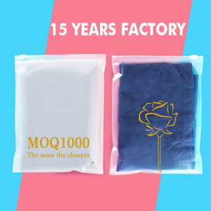 In stock one side transparent one side frosted bag clothing packaging bags plastic zip lock clear plastic bag with zipper