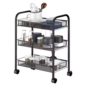 Cesta Giratoria Resistente para Frutas, Directo <span class=keywords><strong>de</strong></span> Fábrica, Estante <span class=keywords><strong>de</strong></span> Almacenamiento para Cocina, Carrito con <span class=keywords><strong>Ruedas</strong></span>, 4 Niveles, Accesorios <span class=keywords><strong>de</strong></span> Cocina Metálicos - Product Image 2