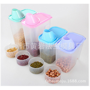 Food Storage <b>Container</b> Rectangle Airtight With Flip Top Lid Injection Molded For Grain <b>Snack</b> Organizer Transparent - Product Image 1