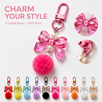 Porte-clés coloré en acrylique avec nœud, breloques en fausse fourrure de lapin, pendentif de sac, sangle de téléphone, cadeaux pour filles, étudiantes, amis, couples, enfants
