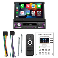 Unidad Principal Bluetooth Universal para Auto con Carga Rápida USB, Carplay y Android Auto Inalámbricos, Pantalla Táctil de 7 Pulgadas, 1 Din, Estéreo para Auto con Pantalla Desplegable