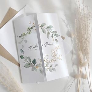 Invitations de mariage pliables en trois volets, conception gratuite, graphisme personnalisé |   Cartes de menu et d'itinéraire pour fêtes/anniversaires/célébrations - Product Image 3