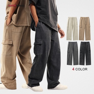 Özel baskılı boş 360 gram kalın yıkanmış erkek <span class=keywords><strong>Sweatpants</strong></span> düz bacak İpli yıkanmış pamuk <span class=keywords><strong>Sweatpants</strong></span> - Product Image 1
