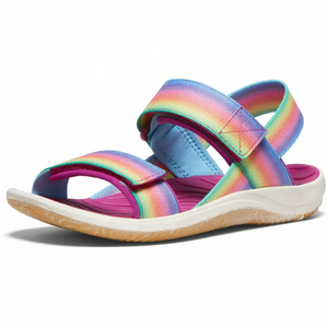 Sandales plates arc-en-ciel pour bébé fille, avec sangle auto-agrippante, chaussures d'été pour la marche en plein air - Product Image 1