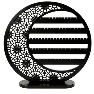 Expositor de Pendientes de Madera con Forma de Luna de 25 cm, Organizador de Joyas, Soporte de Exhibición de Escritorio, Color Natural, Estilo Versátil - Product Image 3