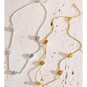 JINYOU 403 Collar de Acero Inoxidable con Diseño Exquisito de Rosa, Chapado en Oro de 16K, Cadena de Serpiente Fina, Joyería - Product Image 2