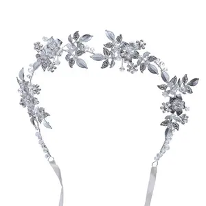Toptan düğün gelin takı setleri kristal inci gelin başlığı ile küpe seti saç aksesuarı Hairband