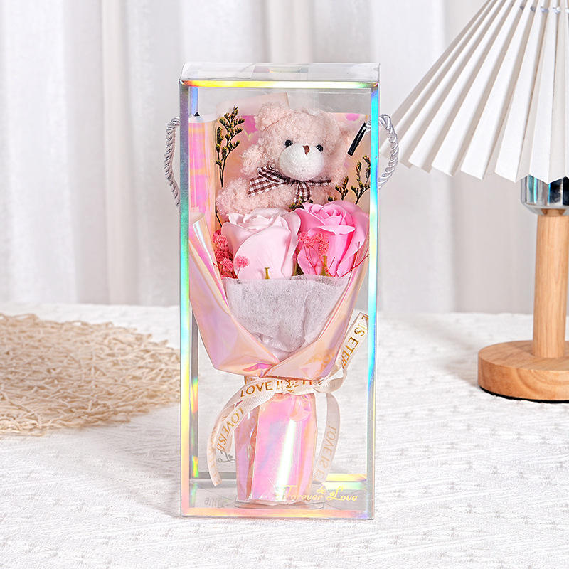 Symphony Box Bear 2 Roses Pink