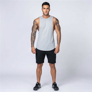 Camiseta Deportiva sin Mangas con Cuello en V y Logotipo Personalizado para Hombre, de Algodón Tejido, Transpirable, para Gimnasio, Ejercicio, Fitness y Uso Casual - Product Image 1