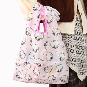 Customizable Expandable Foldable Washable Recyclable <b>Nylon</b> <b>Tote</b> Bag Cartoon Pattern Shoulder Strap Reusable for Shopping Use - Product Image 3