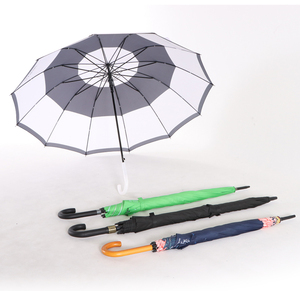 Good quality Windproof stick <b>umbrella</b> curve handle 24K 24 ribs metal shaft <b>umbrellas</b> with auto button for promotion - Product Image 2
