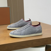 Baskets basses de créateur pour hommes en daim bleu marine, à lacets, avec col en maille, légères, décontractées, pour la marche quotidienne, chaussures de mode de luxe de haute qualité