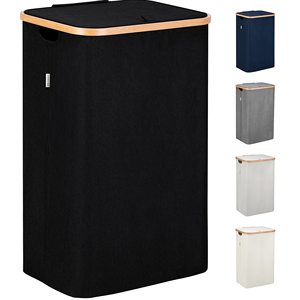 Cesto di biancheria di bambù con coperchio cesto di biancheria organizzatore vestiti sporchi cesto di stoccaggio di legno cesto di stoccaggio - Product Image 2