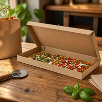 Boîte à pizza rectangulaire personnalisée en carton ondulé Kraft pour l'emballage alimentaire, la livraison à emporter pour les restaurants et les boulangeries