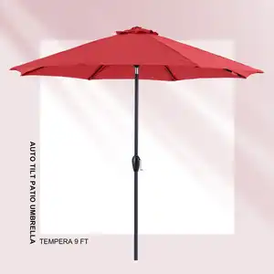 Custom Logo Restaurant 10Ft Auto Tilt Big Size Shade Cantilever Outdoor Patio Umbrella Red