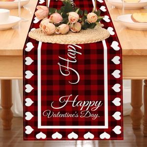 Mantel y Camino de Mesa con Estampado a Cuadros Rojos, Venta al por Mayor para Decoración de San Valentín y Aniversarios - Product Image 2
