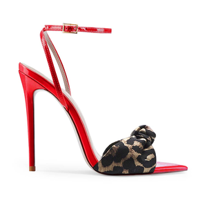 Sandali da Donna con Tacco Alto 2026, Design Elegante in Vernice Nera Maculata con Dettagli Leopardati, Punta Affusolata in PU - Product Image 4