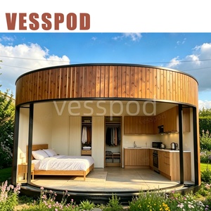 Casa Redonda Prefabricada de Diseño <span class=keywords><strong>Tropical</strong></span> Europeo de Lujo, Villa Modular en Forma de Domo de Madera y Acero, Cápsulas para Dormir para Hoteles junto al Mar - Product Image 1