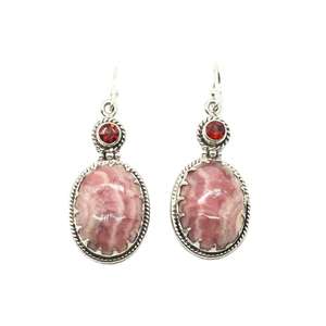 Rhodochrosite and Garnet Gemstone Earrings <b>Handmade</b> <b>Jewelry</b> 925 Sterling Silver Drop Earrings Women Fashion Wholesale - Product Image 2
