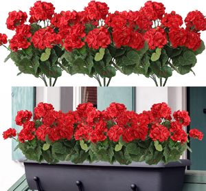 Fleurs artificielles en soie de géranium rouge résistant aux UV extérieur plantes de <span class=keywords><strong>jardin</strong></span> Bush fausses fleurs <span class=keywords><strong>pour</strong></span> mariage à la maison - Product Image 5